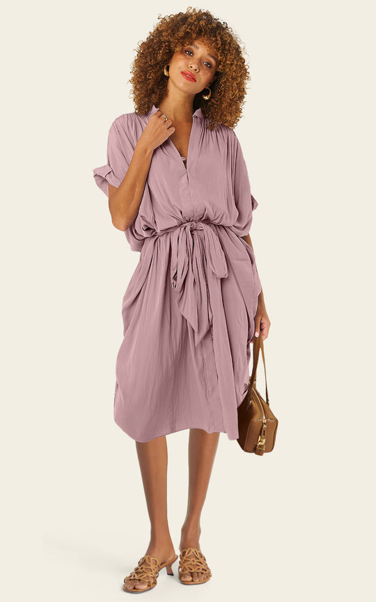 The Multiwear Shirt Dress - Mauve Maxime #9, Petite