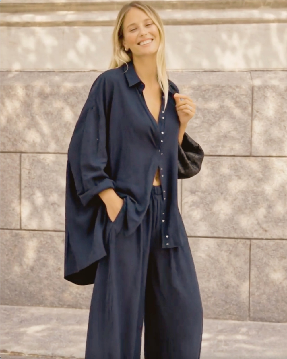 The Luxe Draper Shirt - Night Sea