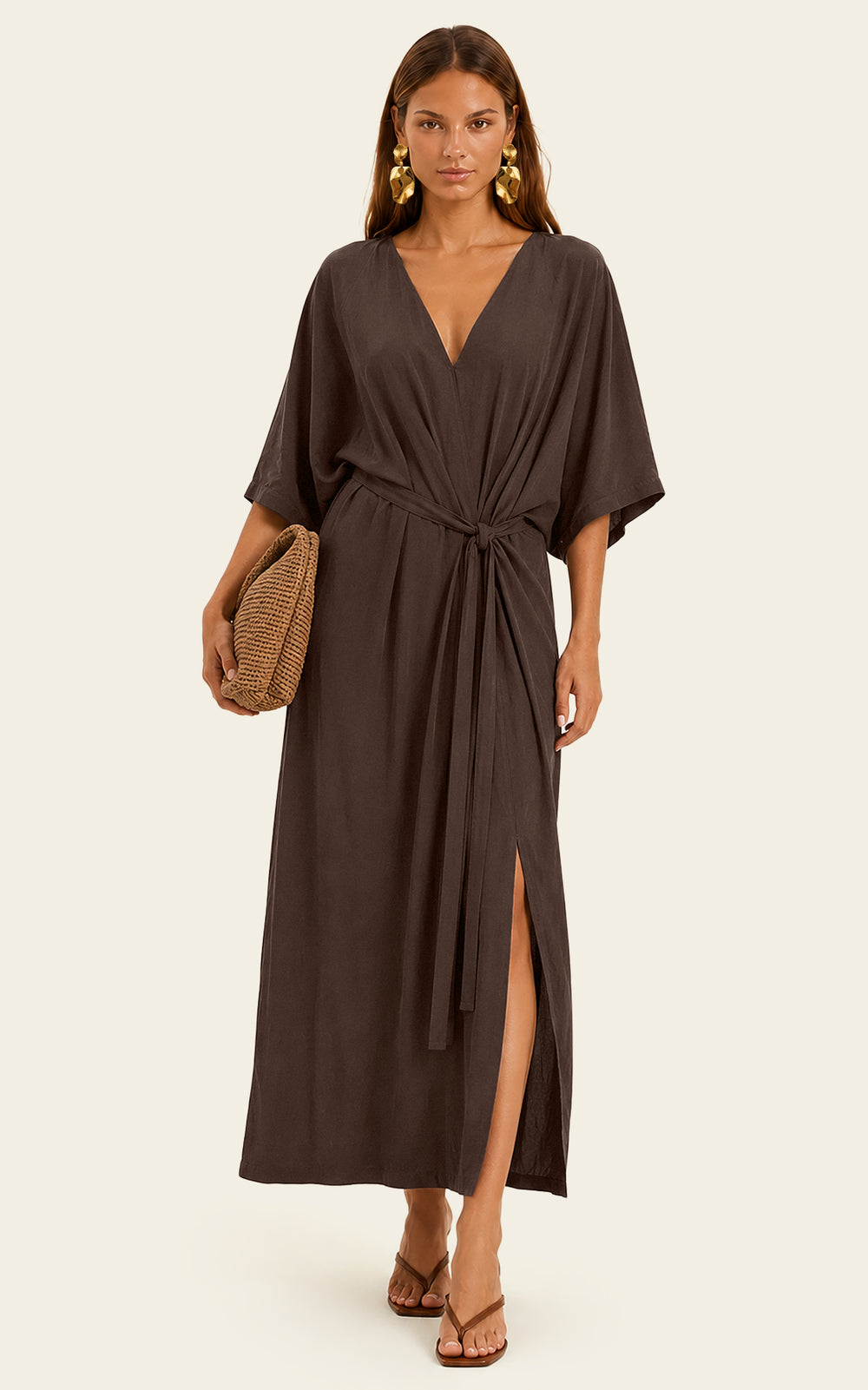 The Luxe Luna Maxi Kaftan - Cacao Noir