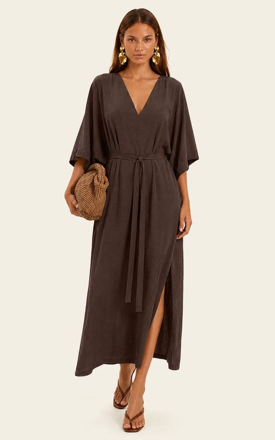 The Luxe Luna Maxi Kaftan - Cacao Noir