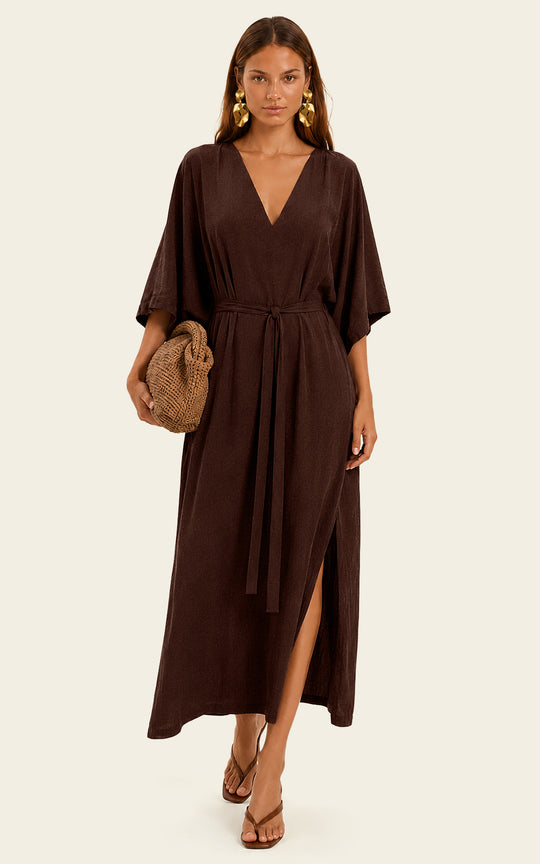 The Luxe Luna Maxi Kaftan - Cacao Noir