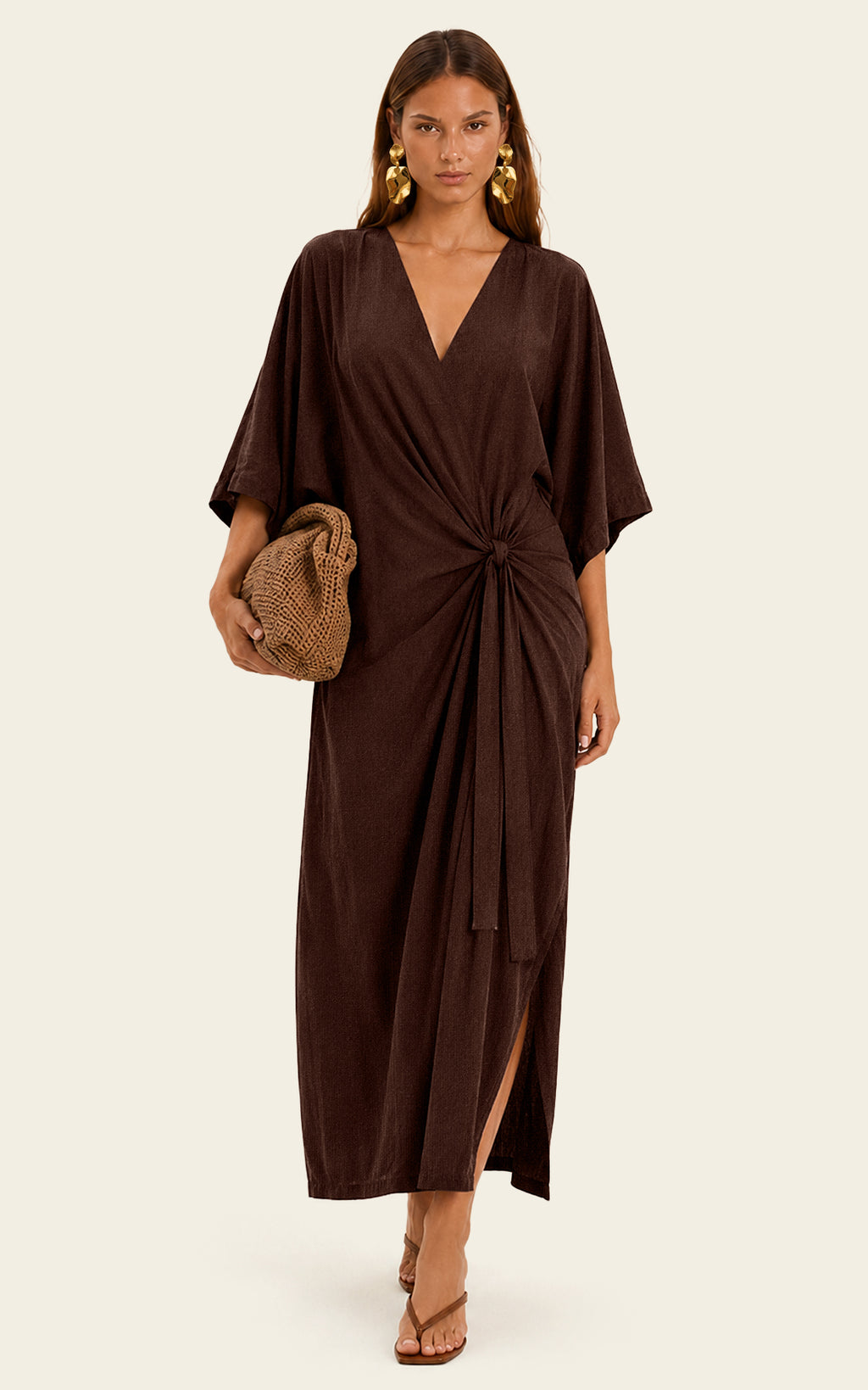 The Luxe Luna Maxi Kaftan - Cacao Noir