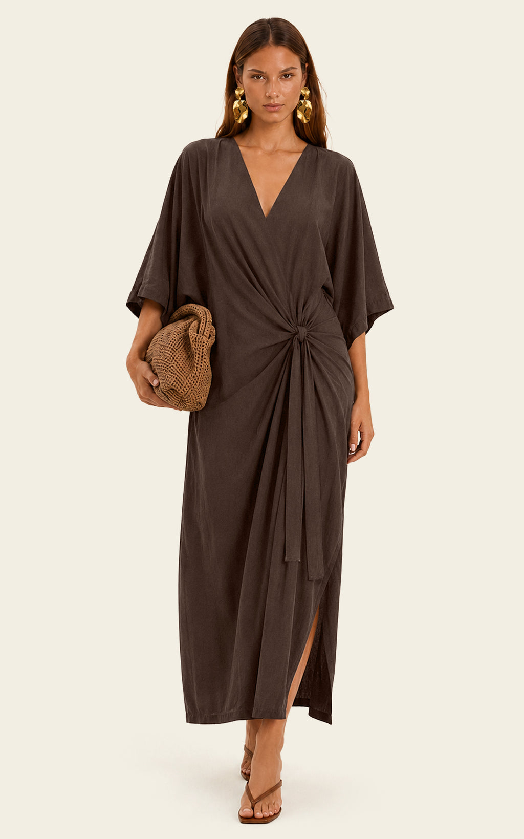 The Luxe Luna Maxi Kaftan - Cacao Noir