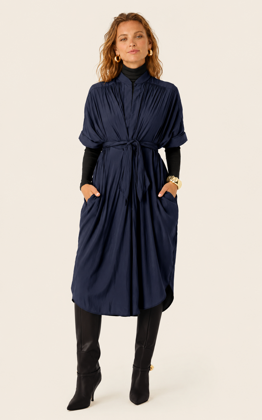 The Multiwear Shirt Dress - Night Sea, Midi