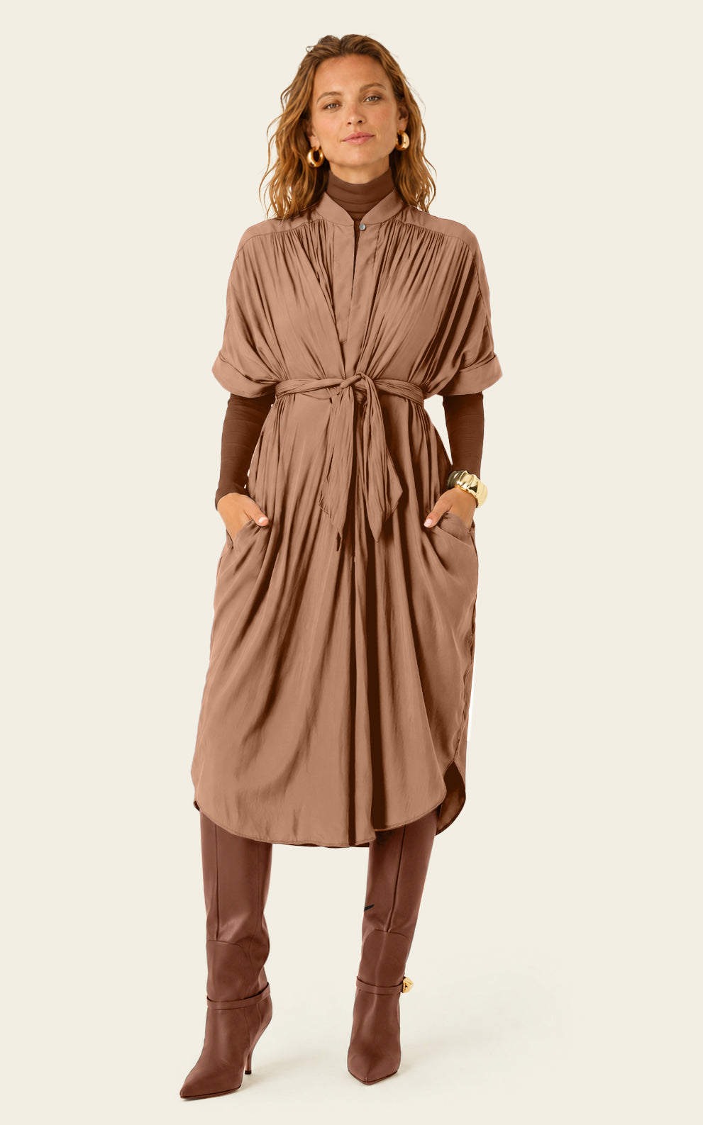 The Multiwear Shirt Dress - Chai Chameau, Petite