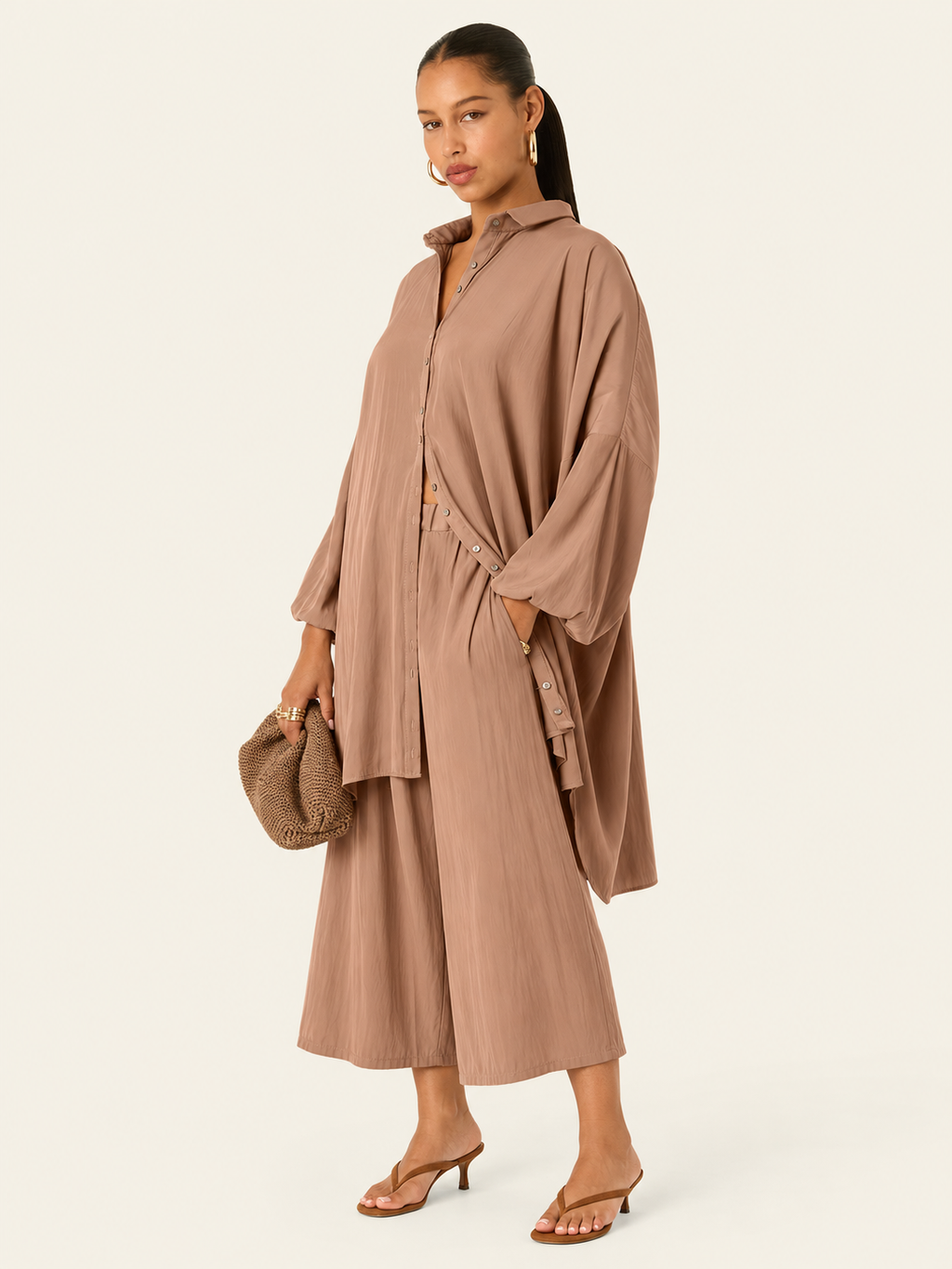 The Luxe Culotte Short - Chai Chameau