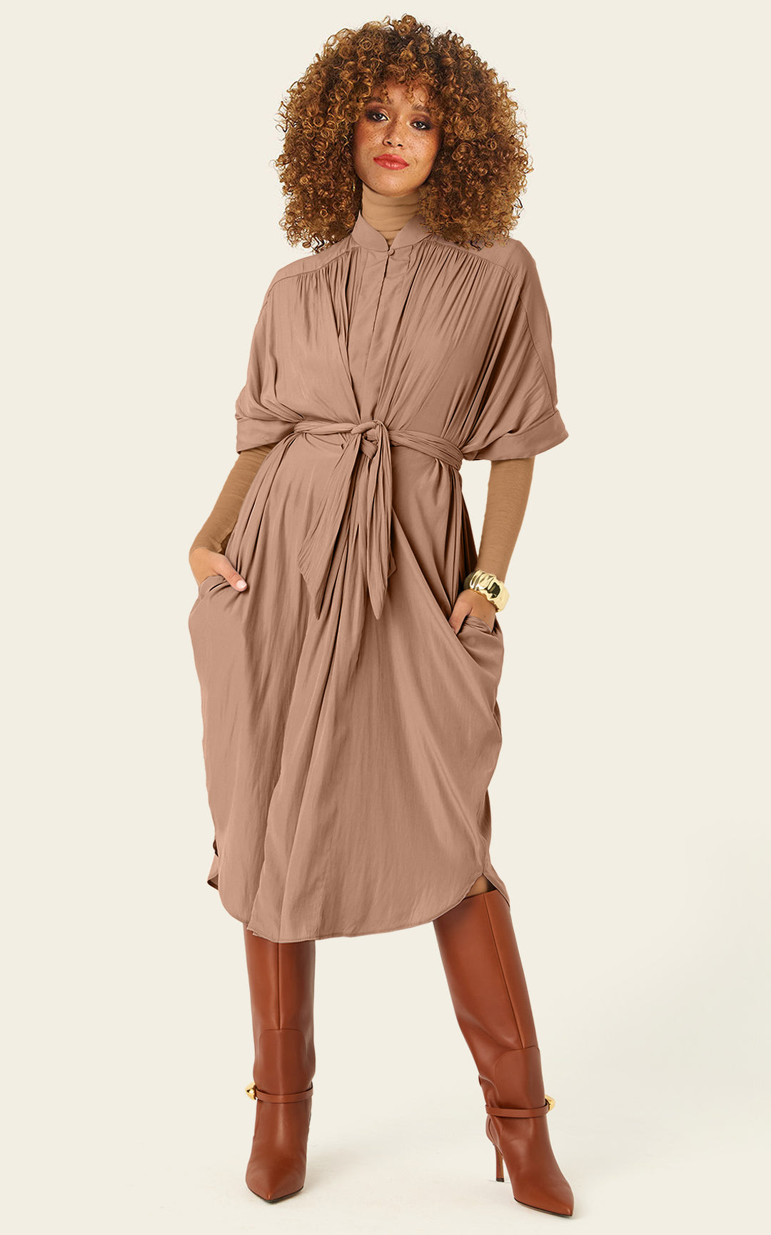 The Multiwear Shirt Dress - Chai Chameau, Petite
