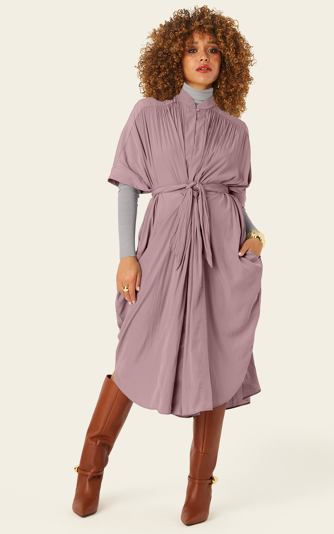 The Multiwear Shirt Dress - Mauve Maxime #9, Midi