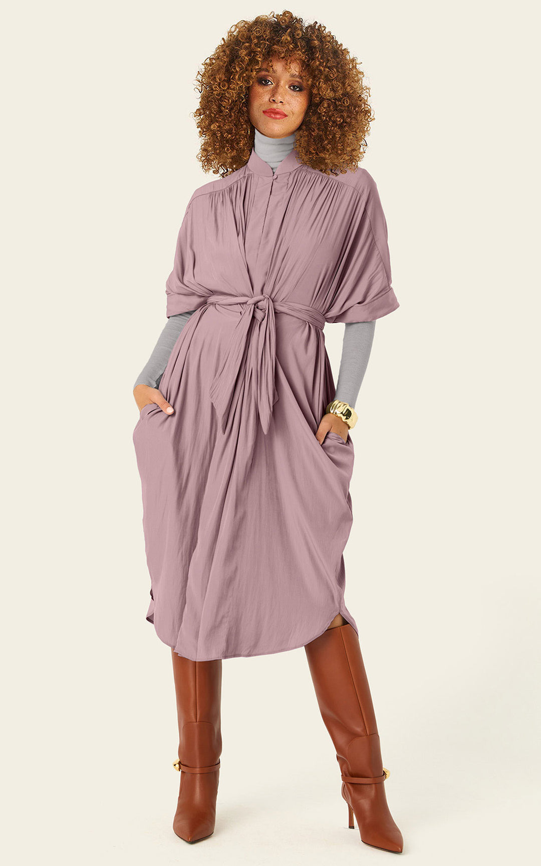 The Multiwear Shirt Dress - Mauve Maxime #9, Petite