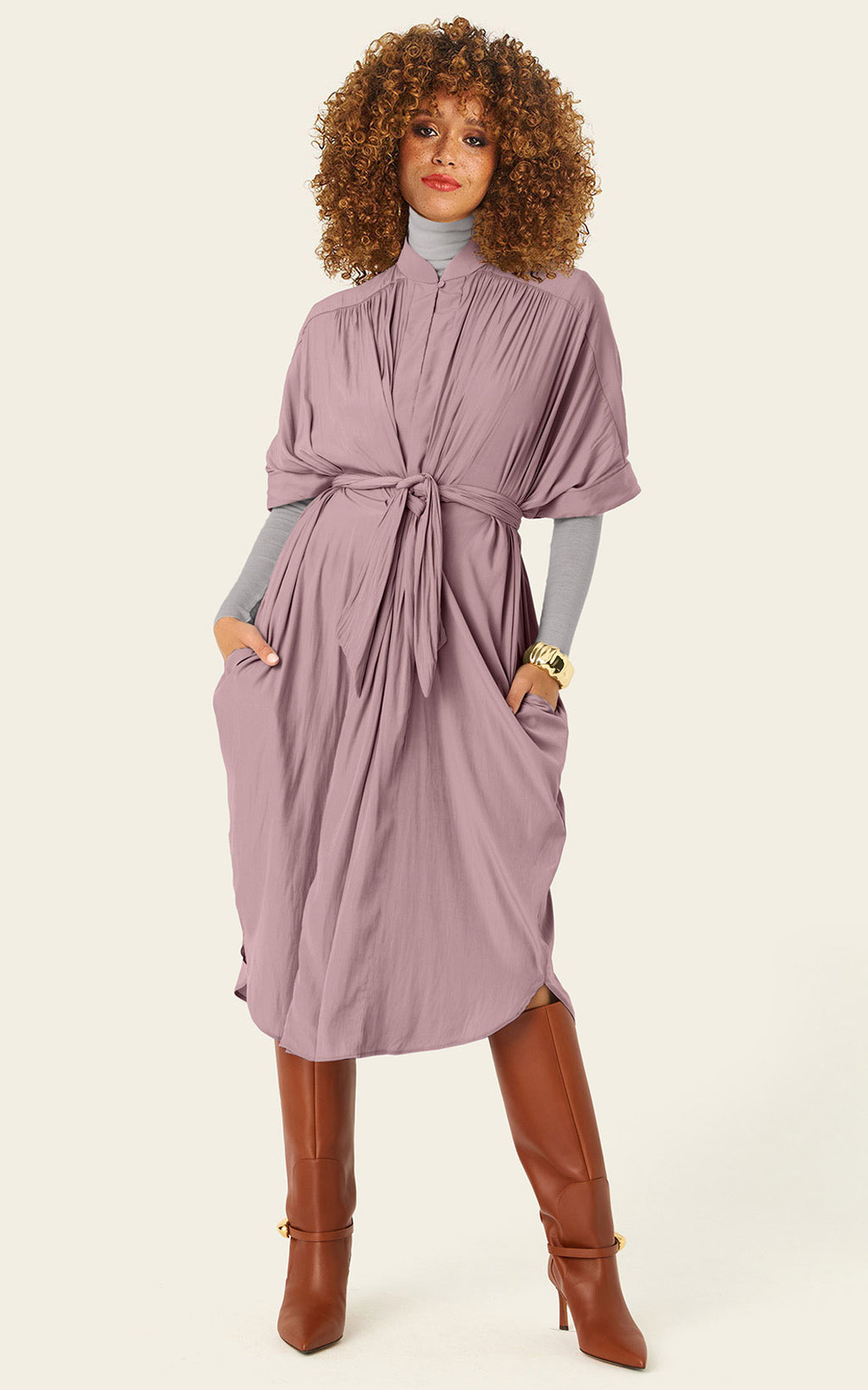The Multiwear Shirt Dress - Mauve Maxime #9, Petite