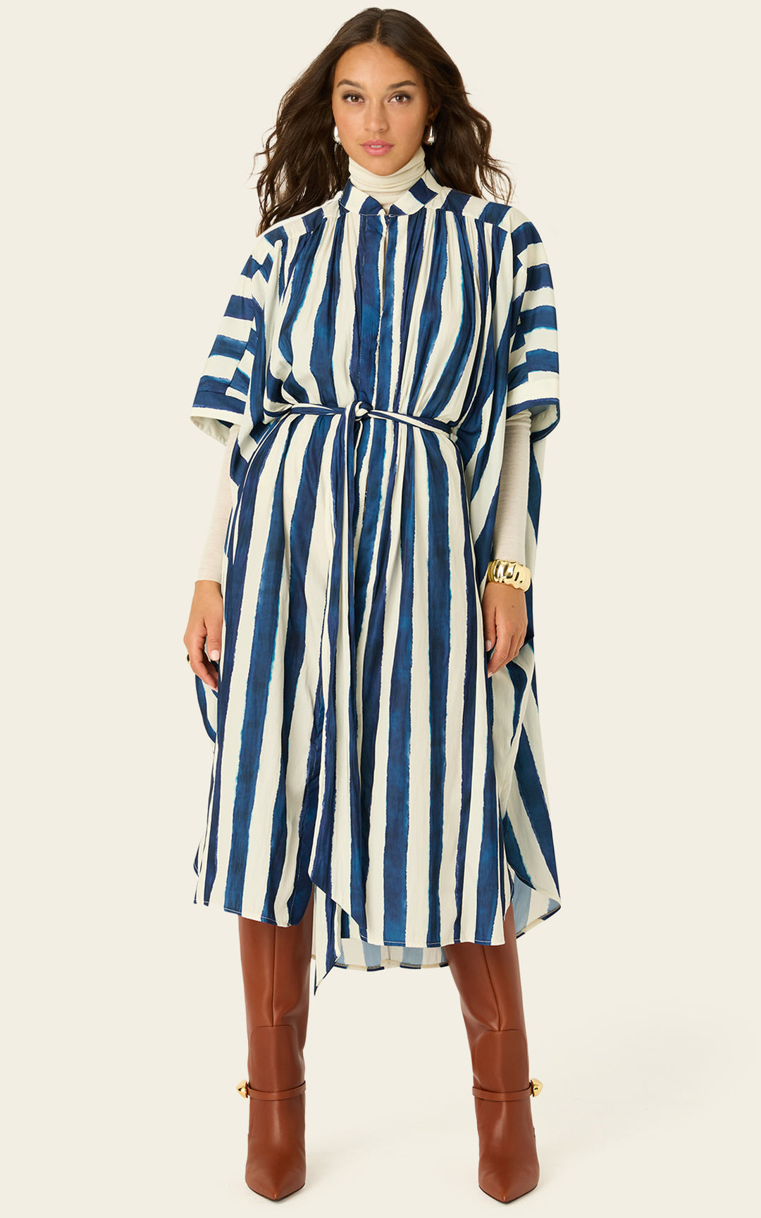 The Multiwear Shirt Dress - Shibori Stripe, Midi