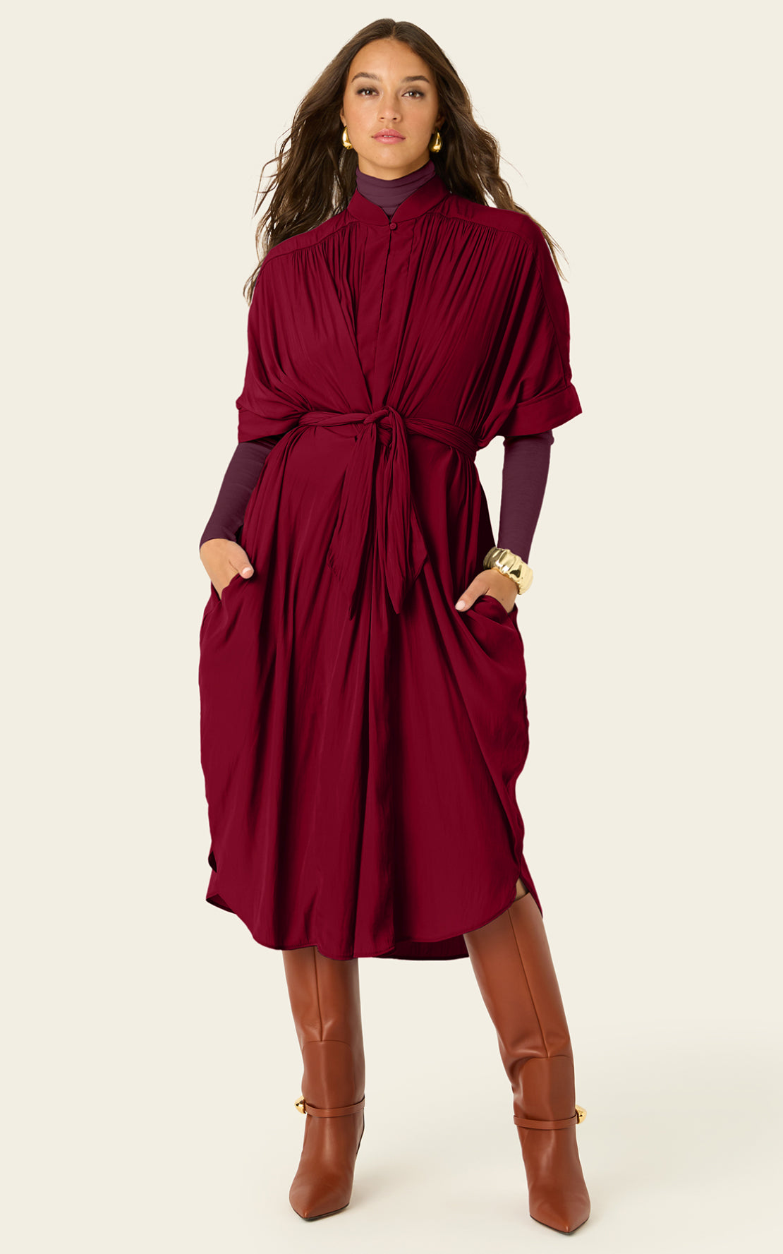 The Multiwear Shirt Dress - Blackberry, Midi