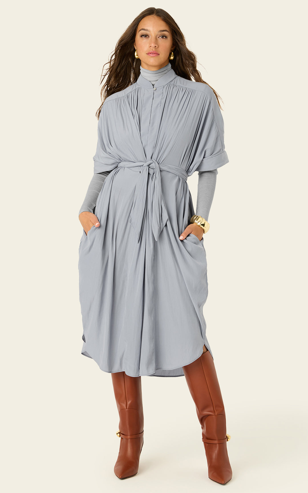 The Multiwear Shirt Dress - Moondust Grey, Midi