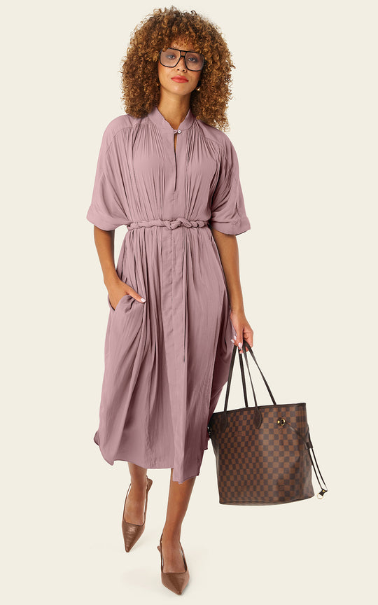 The Multiwear Shirt Dress - Mauve Maxime #9, Midi
