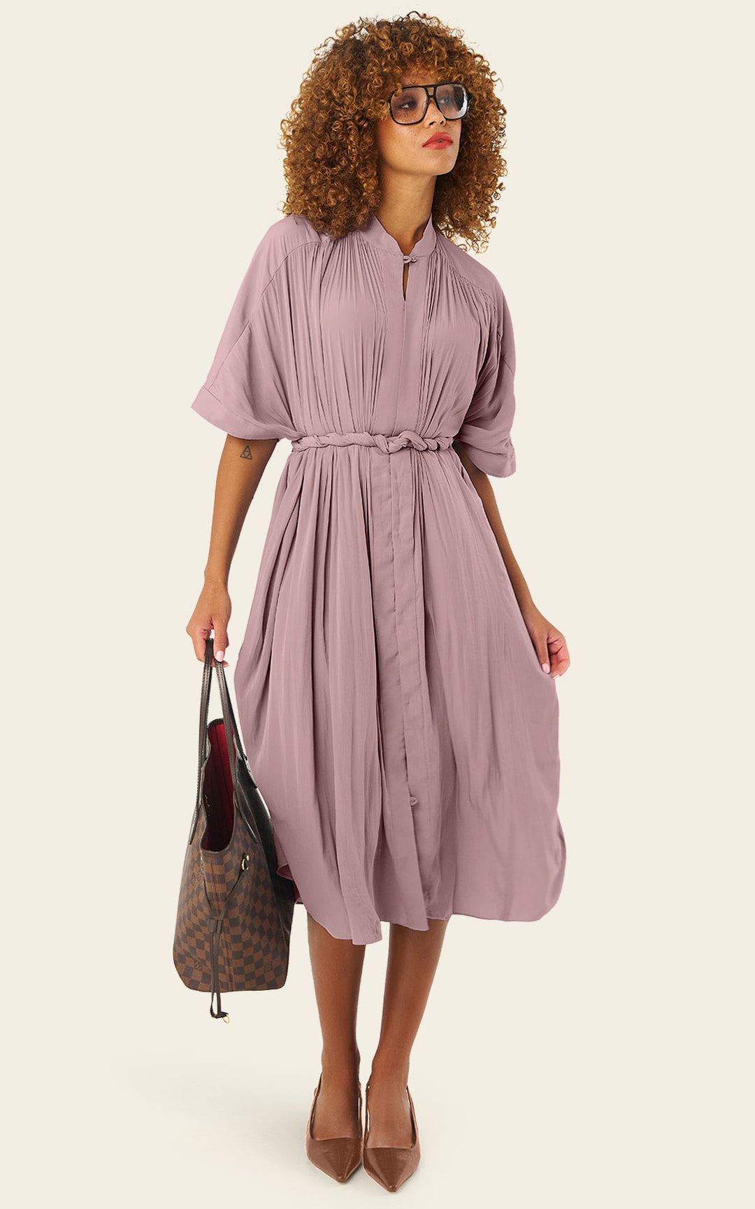 The Multiwear Shirt Dress - Mauve Maxime #9, Petite