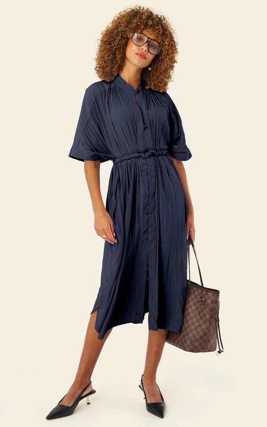 The Multiwear Shirt Dress - Night Sea, Midi
