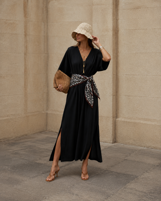 The Luxe Luna Maxi Kaftan - Black