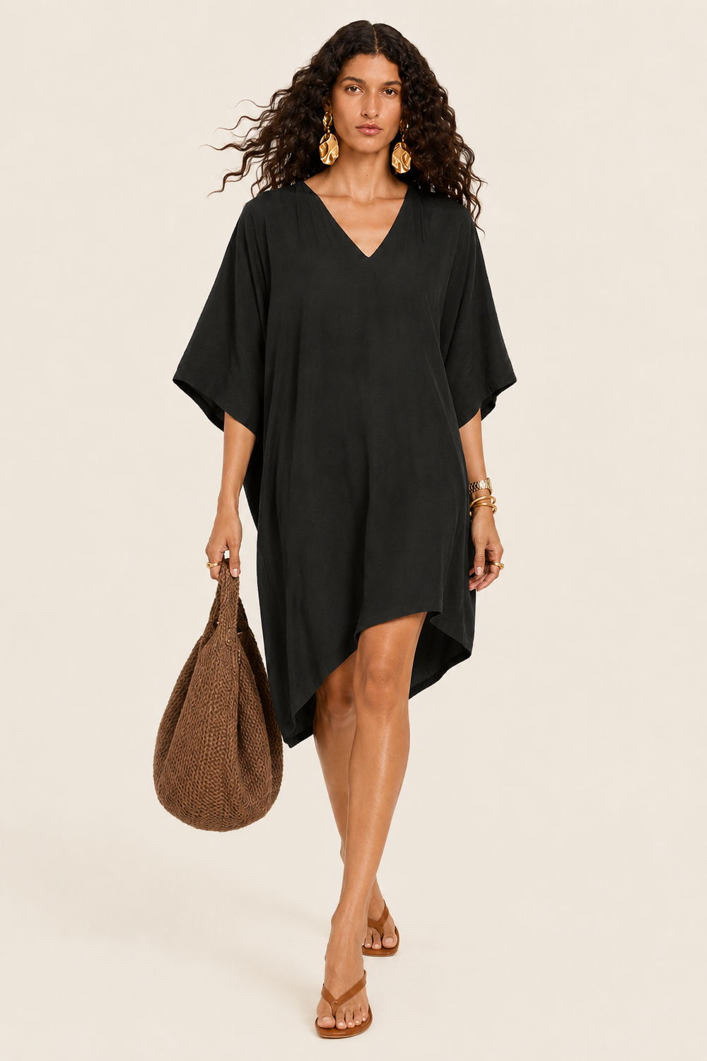The Luxe Luna Mini Kaftan - Black