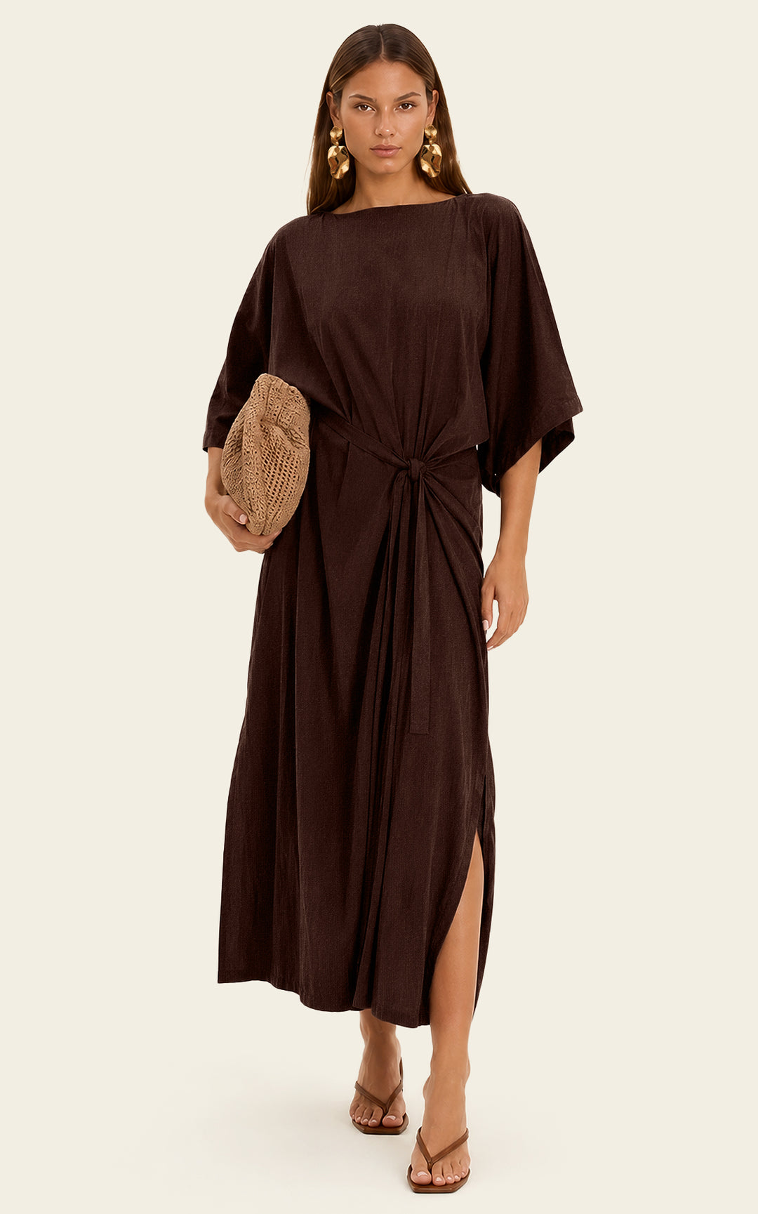 The Luxe Luna Maxi Kaftan - Cacao Noir