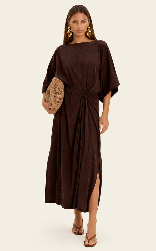 The Luxe Luna Maxi Kaftan - Cacao Noir