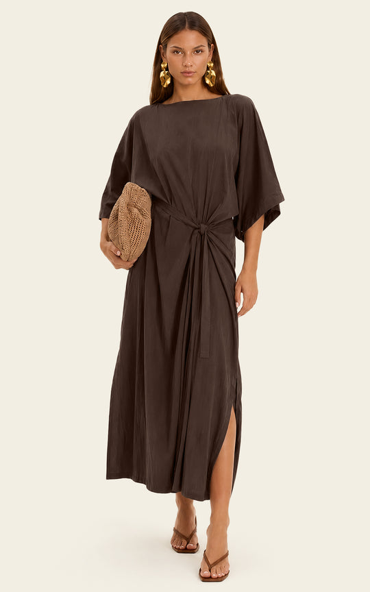 The Luxe Luna Maxi Kaftan - Cacao Noir
