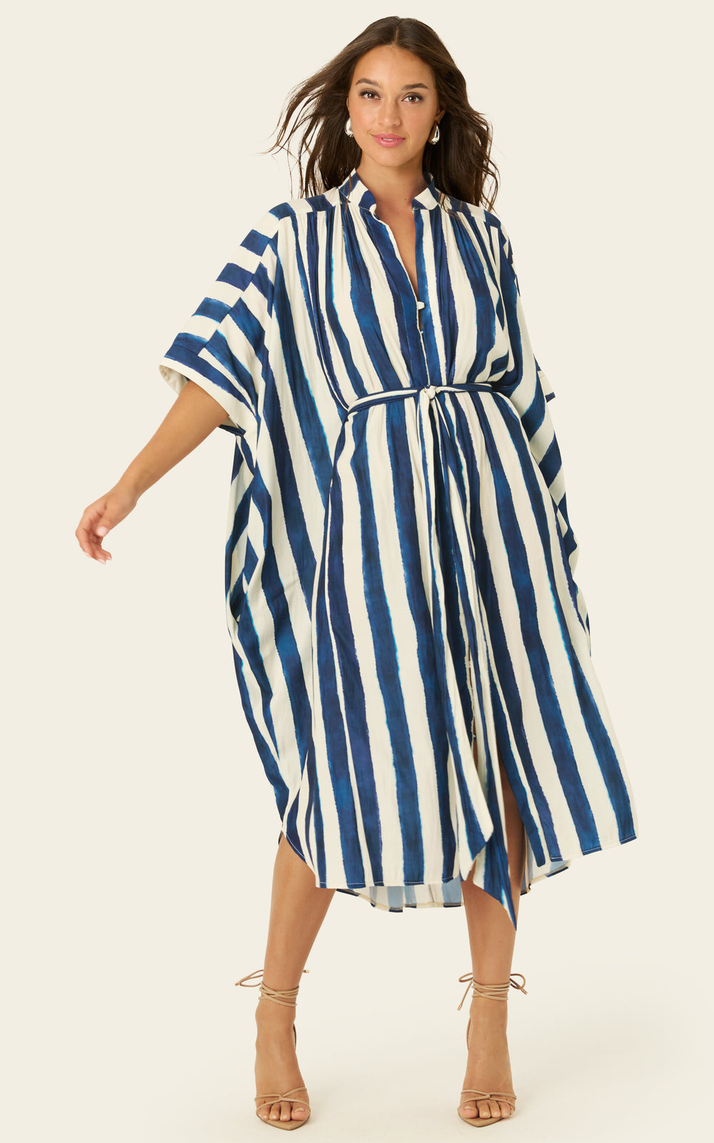 The Multiwear Shirt Dress - Shibori Stripe, Midi