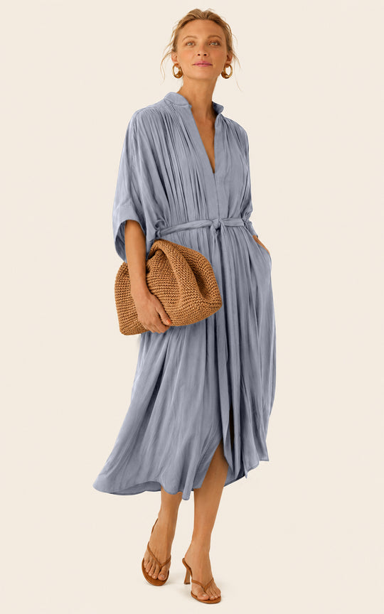 The Multiwear Shirt Dress - Bleu de Lune, Midi
