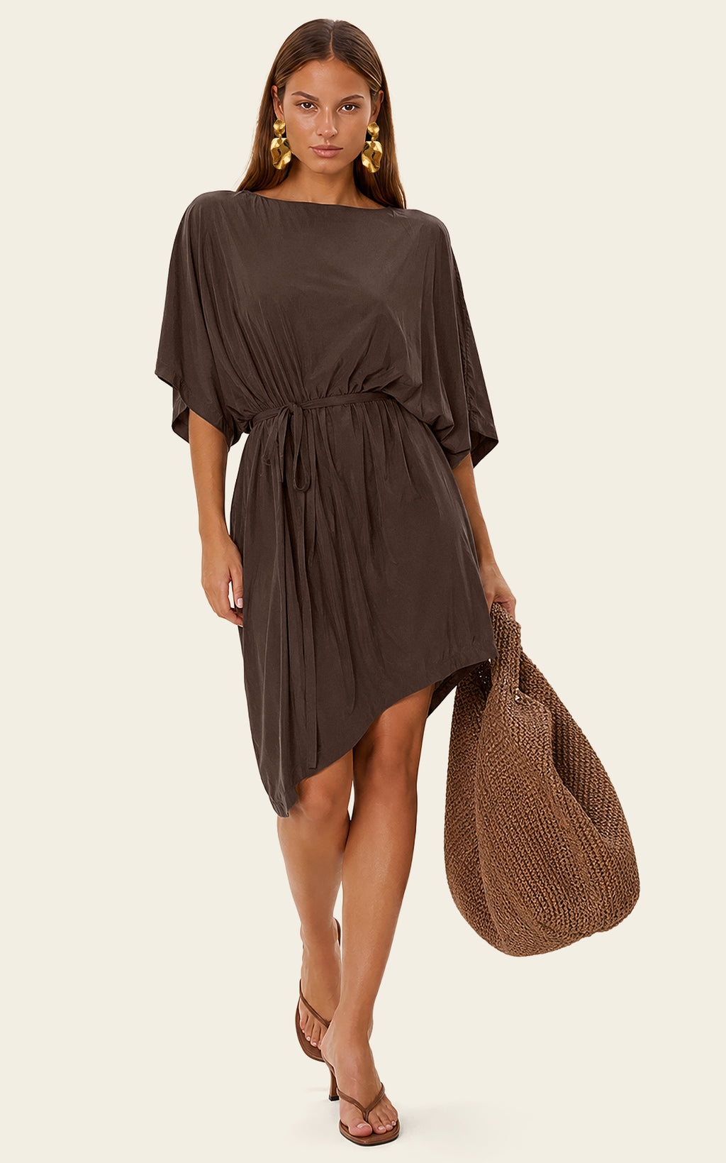 The Luxe Luna Mini Kaftan - Cacao Noir