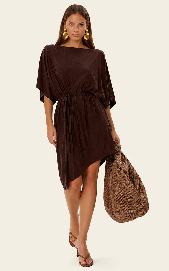 The Luxe Luna Mini Kaftan - Cacao Noir