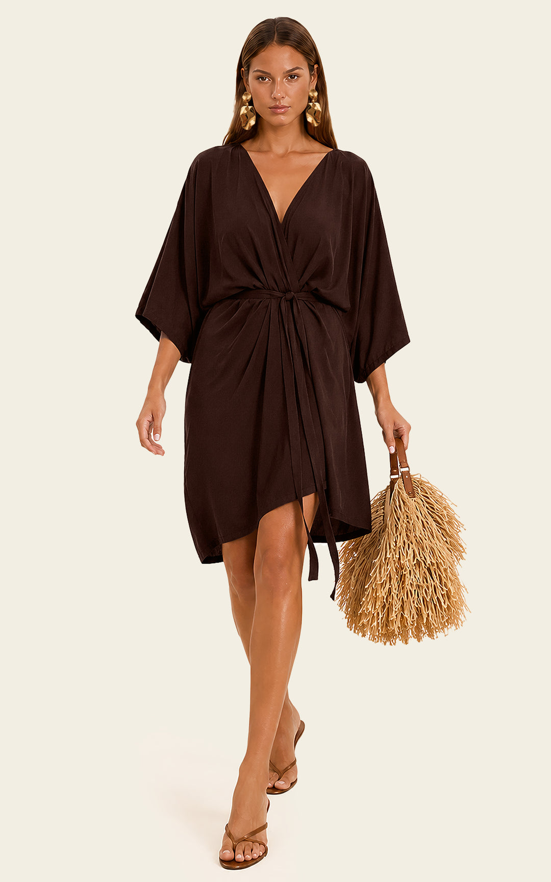 The Luxe Luna Mini Kaftan - Cacao Noir