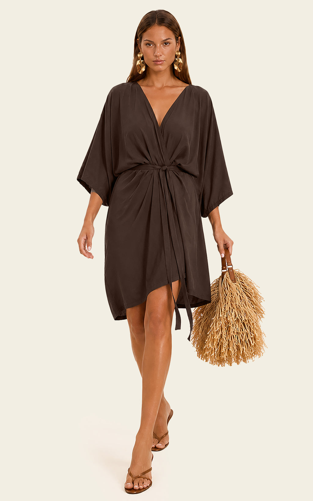 The Luxe Luna Mini Kaftan - Cacao Noir