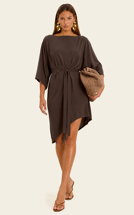 The Luxe Luna Mini Kaftan - Cacao Noir