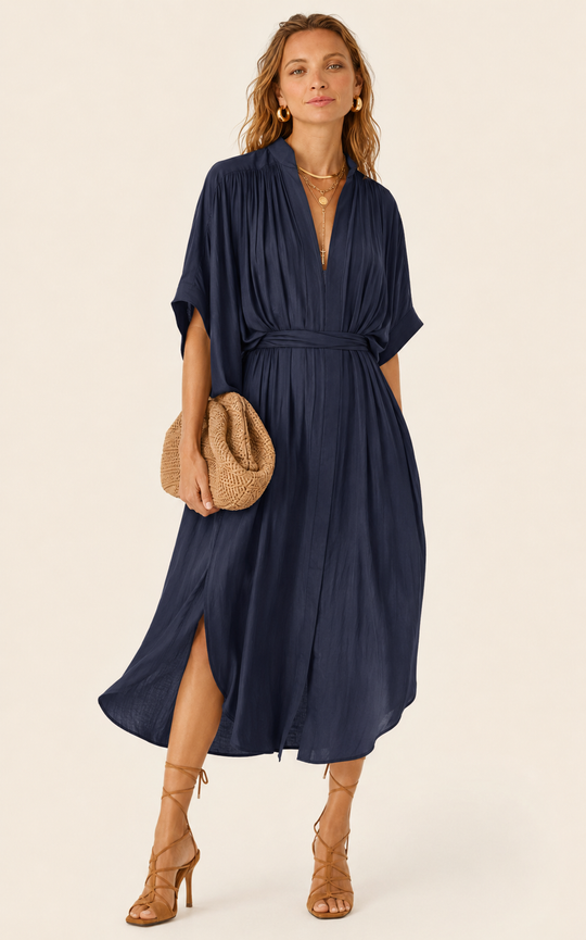 The Multiwear Shirt Dress - Night Sea, Midi