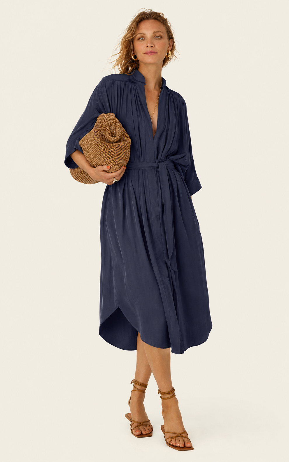 The Multiwear Shirt Dress - Night Sea, Midi