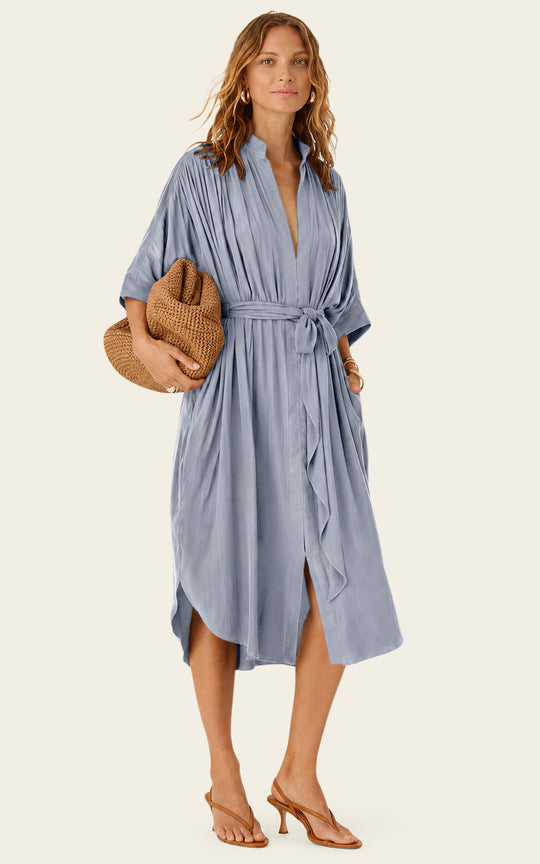The Multiwear Shirt Dress - Bleu de Lune, Midi