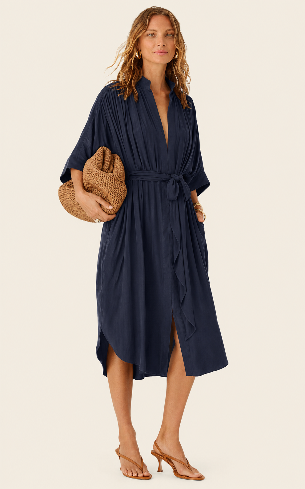 The Multiwear Shirt Dress - Night Sea, Midi