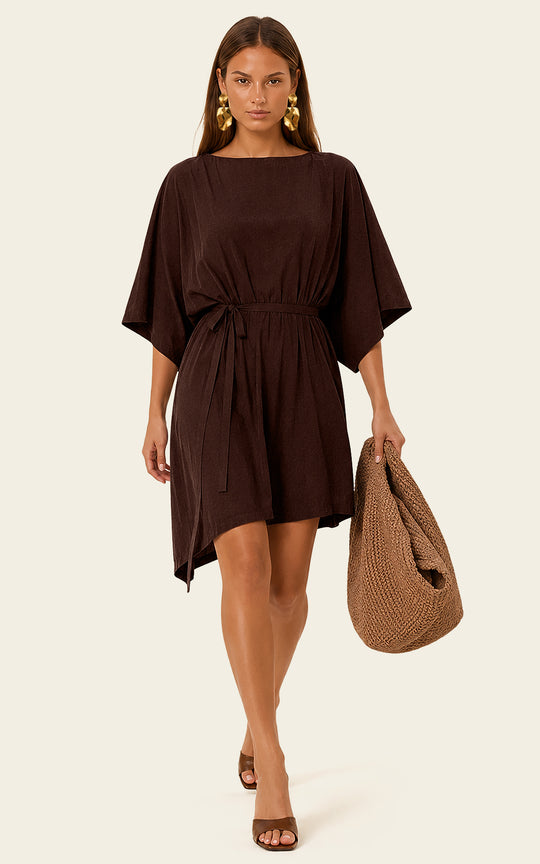 The Luxe Luna Mini Kaftan - Cacao Noir