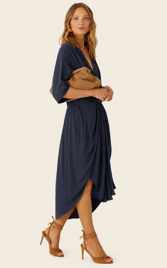 The Multiwear Shirt Dress - Night Sea, Midi