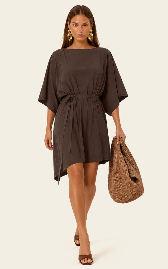 The Luxe Luna Mini Kaftan - Cacao Noir