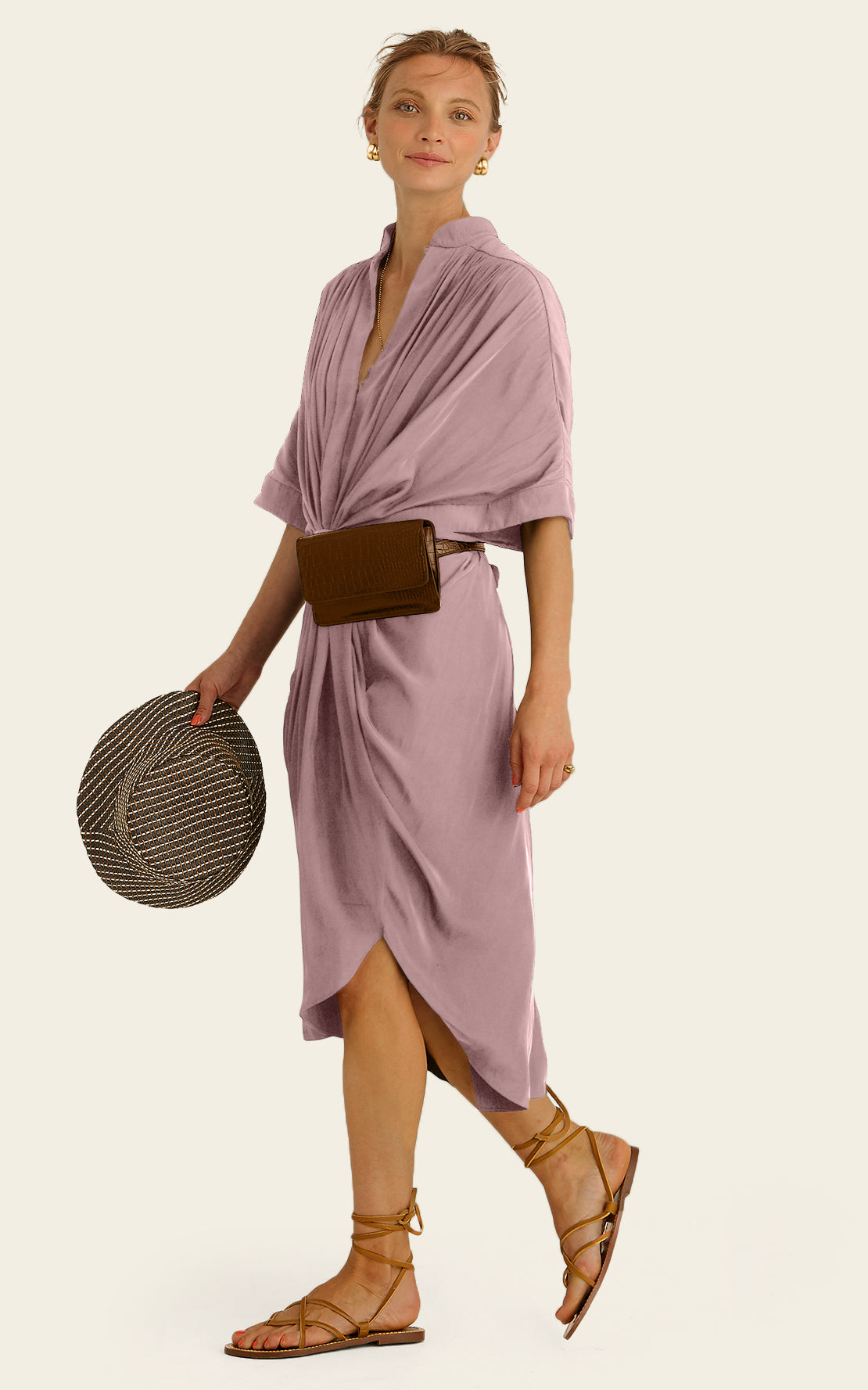 The Multiwear Shirt Dress - Mauve Maxime #9, Midi