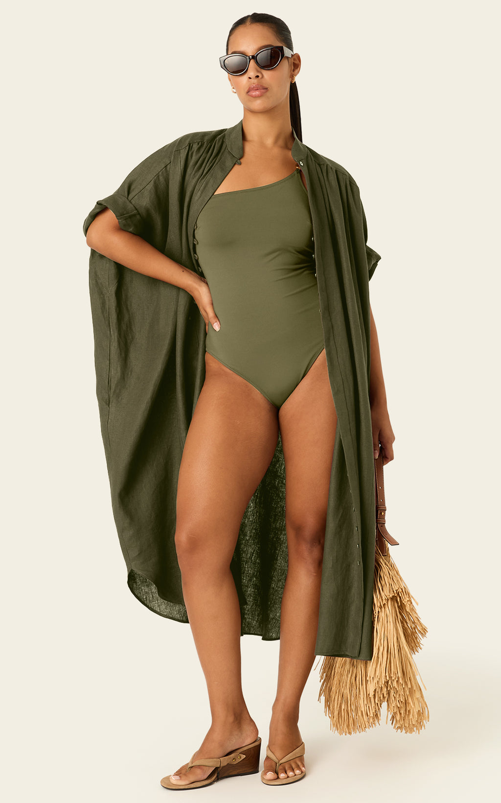 The Multiwear Shirt Dress - Oliva Verte Linen, Midi