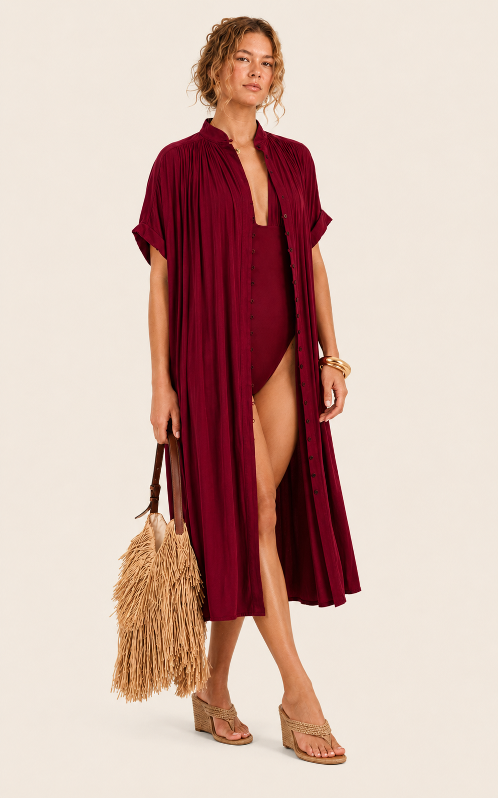 The Multiwear Shirt Dress - Blackberry, Midi