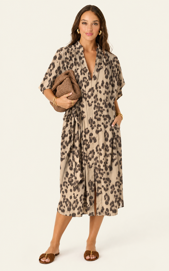 The Multiwear Shirt Dress - Snow Leopard, Midi