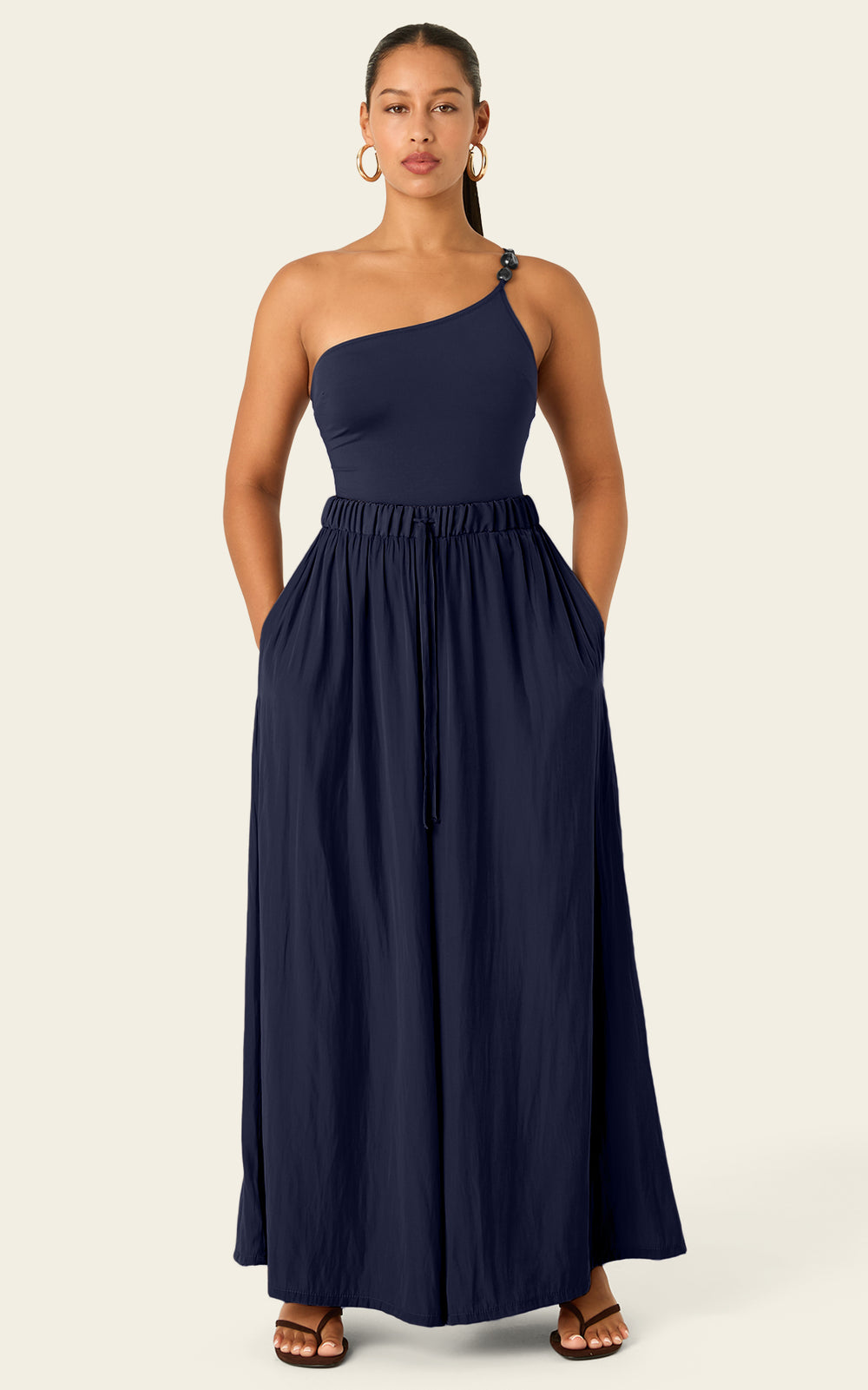 The Luxe Palazzo Pant - Night Sea