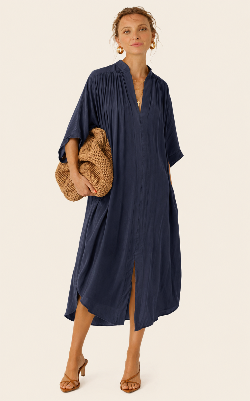 The Multiwear Shirt Dress - Night Sea, Midi