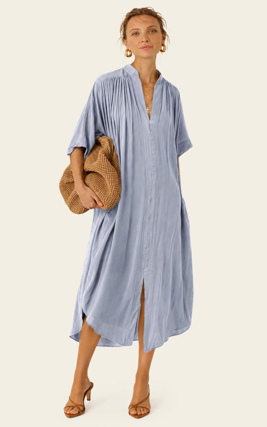 The Multiwear Shirt Dress - Bleu de Lune, Midi
