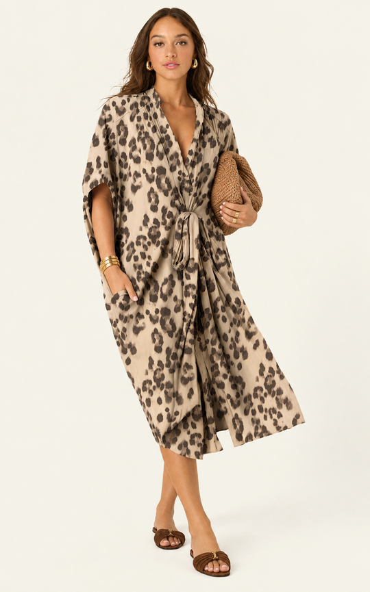 The Multiwear Shirt Dress - Snow Leopard, Midi
