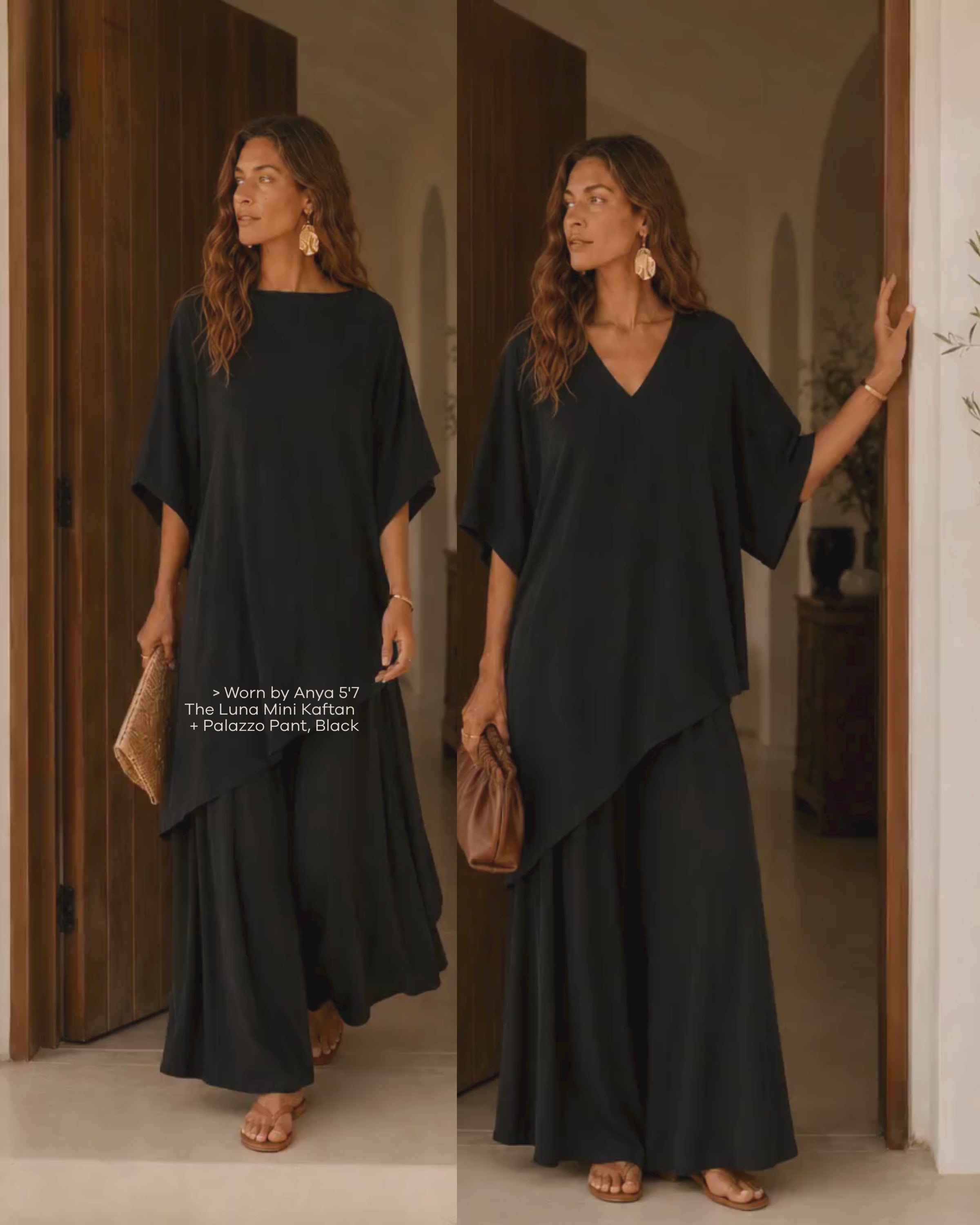 The Luxe Luna Mini Kaftan - Black