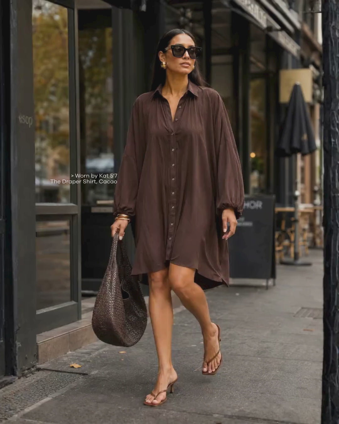 The Luxe Draper Shirt - Cacao Noir