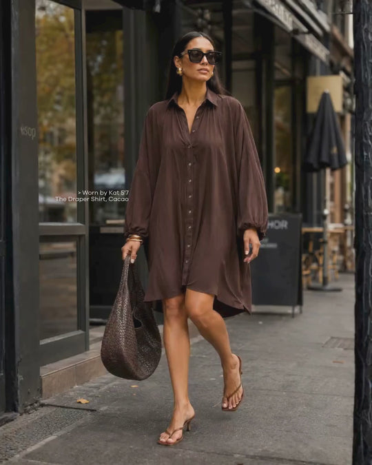 The Luxe Draper Shirt - Cacao Noir